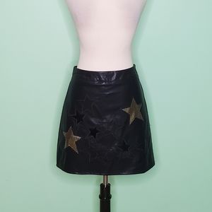 Faux Leather Star Appliqué Mini Skirt NWOT